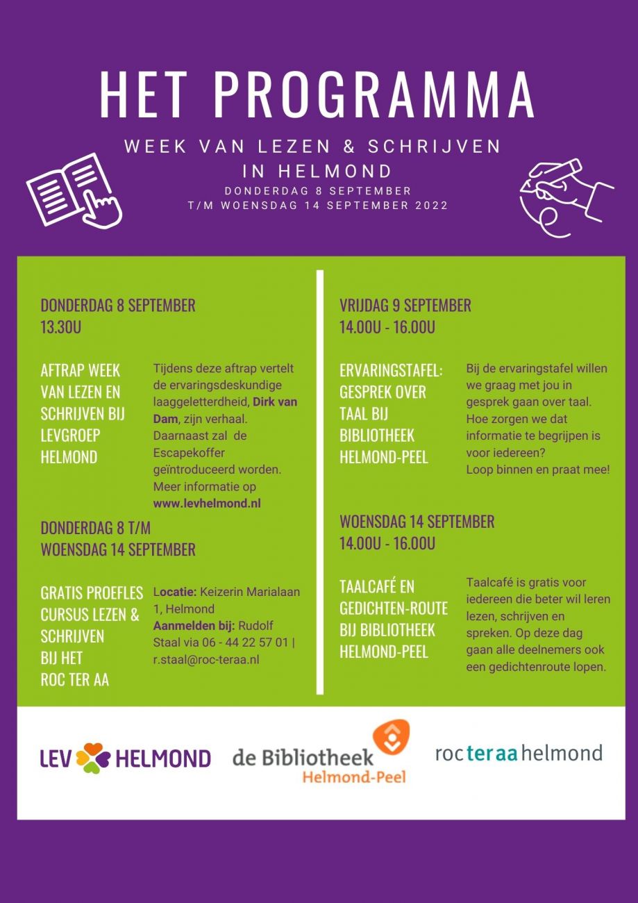 Programma week van lezen en schrijven 2022 Helmond